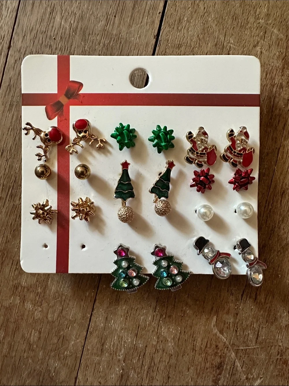 Holiday Earring Set - Green Red Gold - 11 Pairs